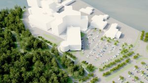 Modell av hur området vid Vasa centralsjukhus kommer att se ut år 2022.