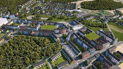 Illustration över planerat bostadsområde