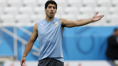 Suarez under träningar i VM 2014