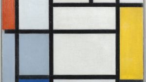 Piet Mondrian: Komposition mit Rot, Schwarz, Gelb, Blau und Grau (1921) Komposition mit Rot, Schwarz, Gelb, Blau und Grau, 1921