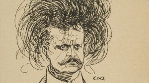 C. Meurlinin pilapiirros Jean Sibeliuksesta Velikulta-lehdessä vuonna 1901 C. Meurlinin pilapiirros Jean Sibeliuksesta Velikulta-lehdessä 1901