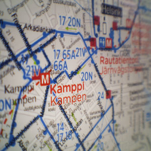 Kartta Kampin alueesta Helsingin keskustassa