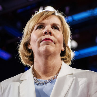 RKP:n puheenjohtaja Anna-Maja Henriksson osallistui Pasilassa Ylen kuntavaalitenttiin 27. toukokuuta.