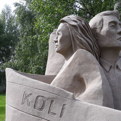Juuan hiekanveston SM-kilpailun työ keskuspuistossa.