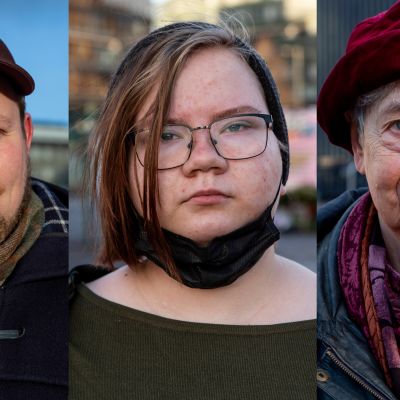 Opettaja Joel Gräfnings, opiskelija Tea Tuomi ja eläkeläinen Kristiina Paro.