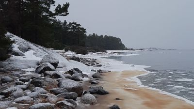 Långörens strand i Hangö i januari 2022.