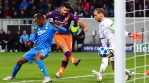Aguero kvitterade mot Hoffenheim. Sergio Aguero gör 1-1.