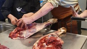Det finns mycket som kan tillvara från en hjort om mer än bara filéer och köttfärs säger Torsten Mörner. Torsten Mörner visar hur köttet ska hanteras och fileras.