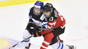 Ronja Savolainen i farten. finland-kanada ishockey-VM 2015