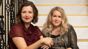 Relationspoddens Eva Frantz och Hannah Norrena. Eva Frantz och Hannah Norrena