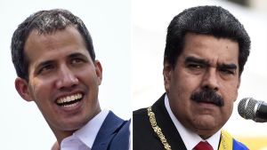 Oppositionsledaren och interimspresidenten Juan Guaidó, 35 och den sittande ledaren Nicolás Maduro, 56, kämpar om Venezuela. Juan Guaidó och Nicolás Maduro