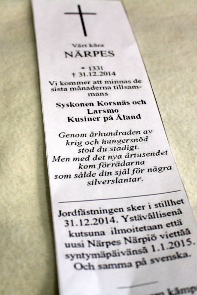Dödsruna över Närpes