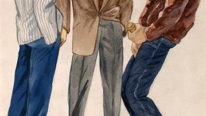 Detalj av akvarell från 1947. Detalj av Tom of Finland-akvarell från 1947.