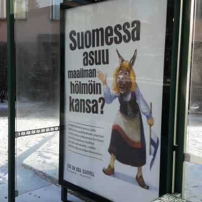 Reklamkampanj för ökad torvproduktion i Finland, februari 2017, Helsingfors.
