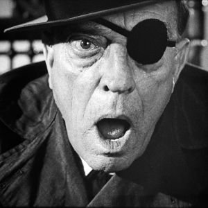 Buster Keaton katsoo kameraa. Kuva Samuel Beckettin ja Alan Schneiderin kokeellisesta elokuvasta Viimeinen rooli (Film, 1965).