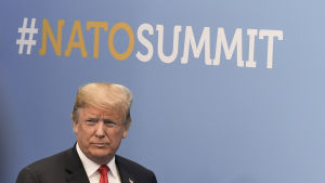 Trumps nyckfullhet är en källa till oro för Estland. USA:s president Donald Trump på Natos toppmöte.