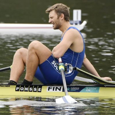 Robert Ven alkuerissään 2000 metrin matkalla soudun EM-kilpailuissa Glasgowssa Skotlannissa 2. elokuuta 2018.
