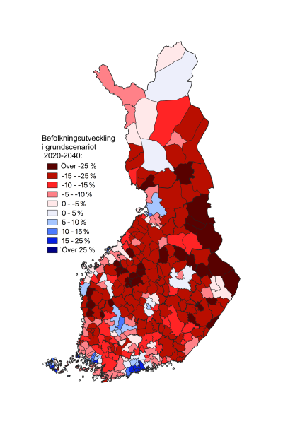 karta över Finland indelat i kommuner