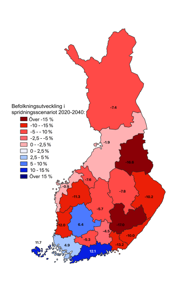 karta över Finland indelat i landskap