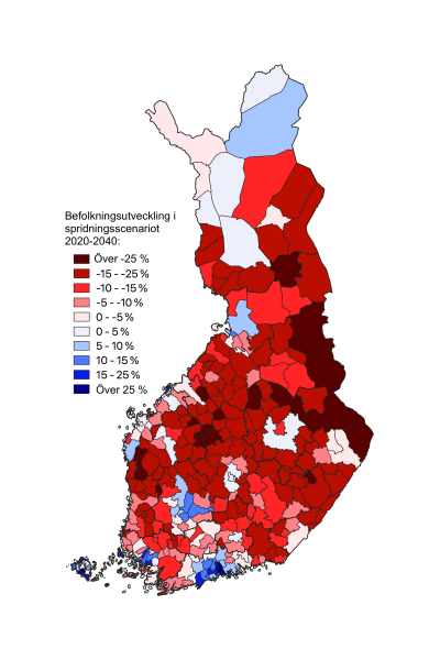 karta över Finland indelat i kommuner