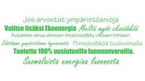 Vihreän sähkön mainoslauseita.