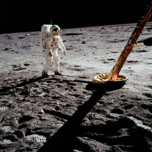 Buzz Aldrin på månen.