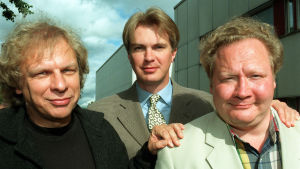 Jari Tervo ja Tommy Tabermann ja Peter Nyman TV 1:n syysinfossa 1998.