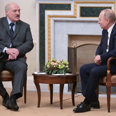 Belarus president Alexander Lukasjenko och Rysslands president Vladimir Putin.