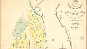 Karta över Gamble Carleby Stadh. Originalet från 1664, det här en kopia från 1868.
