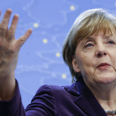 Angela Merkel i Bryssel den 17 december 2015 efter att EU-toppmötets första dag avslutats.