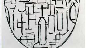 Piet Mondrian: Kirchenfassade 1 (1914) Kirchenfassade 1: Kirche in Domburg, 1914