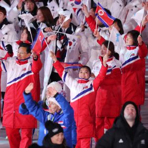 Nord- och Sydkorea sida vid sida i OS i Pyeongchang.