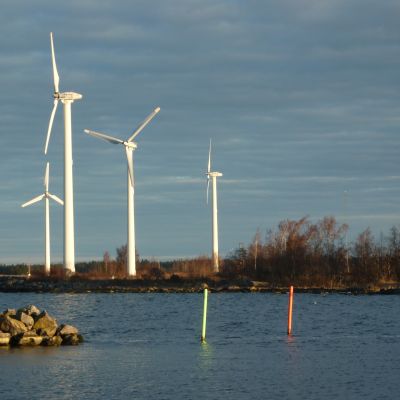 Vindkraftverkparken i Molpe i Korsnäs.
