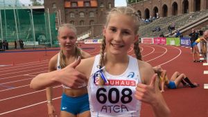 Nathalie Blomqvist tog en andra och tredje plats i juniorkampen i fjol – nu blev det seger. Nathalie Blomqvist, ungdomssverigekampen 2017.