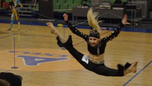 Mette Palkoranta tävlar också i discodans. Den här bilden är från år 2015. Mette Palkoranta deltar i discodanstävling år 2015.