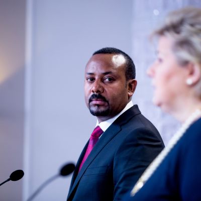 Etiopian ja Norjan pääministerit Abiy Ahmed Ali ja Erna Solberg.