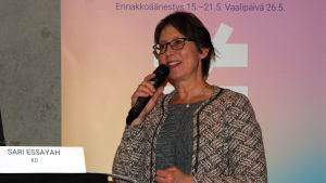 KD:s Sari Essayah vill ha ett starkare EU. Kristdemokraternas partiordförande Sari Essayah deltar i EU-valdebatt.