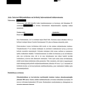 Upphovsrättsbrev från advokatbyrån Hedman Partners.
