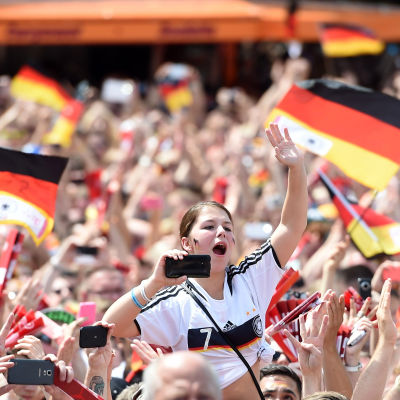 Tyska fotbollsfans efter VM-guldet 2014.