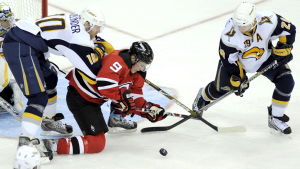 Även Henrik Tallinder (t.v.) är på väg till Åbo. Henrik Tallinder, Buffalo Sabres, 2008.