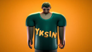Yksinäisen miehen paidassa lukee yksin.