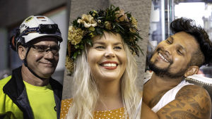 Kolmen videon päähenkilöitä - Arvo, Eeva ja Alex