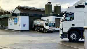 LacPatrick är det största mejeriet i Monaghan och exporterar mejeriprodukter till över 80 länder. Storbritannien är den viktigaste marknaden efter Irland. För ett par år sedan slogs företaget ihop med det största mejeriföretaget i granngrevskapet Cavan och över tretusen gårdar förser nu företagen med mjölk. Långtradare utanför företaget LacPatrick Dairies huvudkontor i Monaghan i norra Irland.