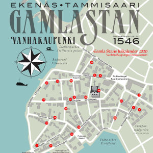 Klicka på kartan för att förstora den. En karta över gamla stan i Ekenäs