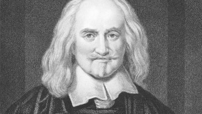 Gravyr föreställande Thomas Hobbes.