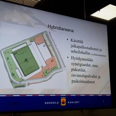 Luonnos Kokkolaan kaavaillusta hybridiareenasta.