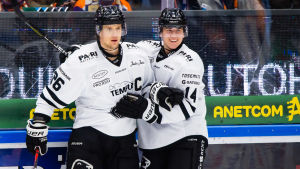 Lauri Korpikoski var matchhjälte för TPS. Lauri Korpikoski firar mål.