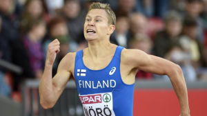 Oskari Mörö på 400 meter häck, men mycket ska till för en finalplats. Oskari Mörö löper i EM 2014.