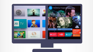 Kuvamanipulaatio: Tv-ruudussa Google TV:n ja Nexus Playerin käyttöliittymä
