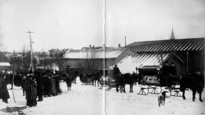 Begravningståget 8.2.1918. Begravningståget 8.2.1918 för Jonas Jauckens och Eino Alapohja.